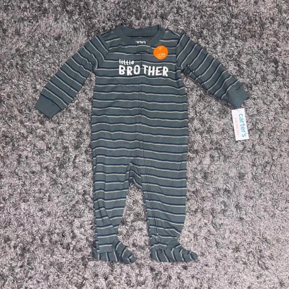 Carter's Green  Baby Boys 9M Brand New Infant Sleepwear Little Brother